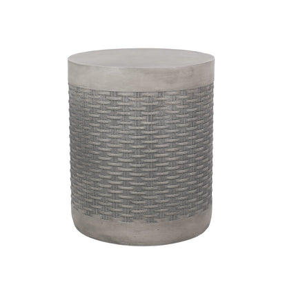 Light Grey Magnesium Oxide Outdoor Table - 15.75" Round Side Accent Table