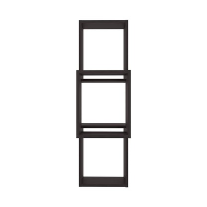 Wenge Modern Asymmetrical Wall Shelf Unit for Display and Storage for Living Room