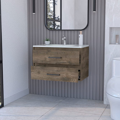 Dark Brown Wall Mounted Bathroom Vanity with Sink for Bathroom Renovation