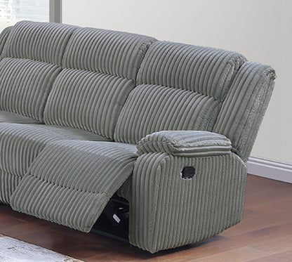Smoke Corduroy Motion Sofa - Classic Reclining Couch for Living Room