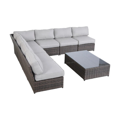 Brown Wicker Patio Furniture Set 8 Piece Outdoor Seating
