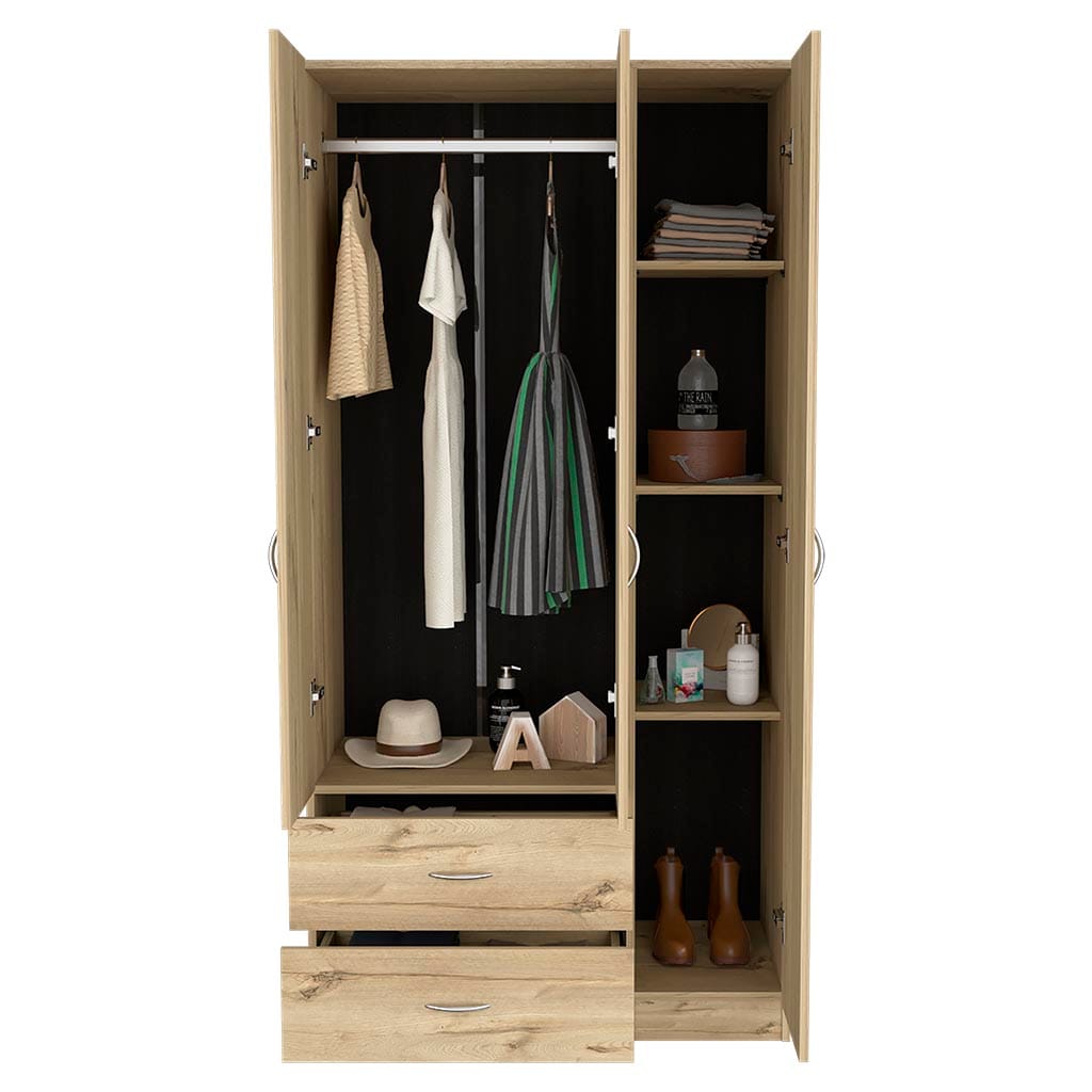 Light Oak Bedroom Dresser with 4 Shelves - 70.8"W