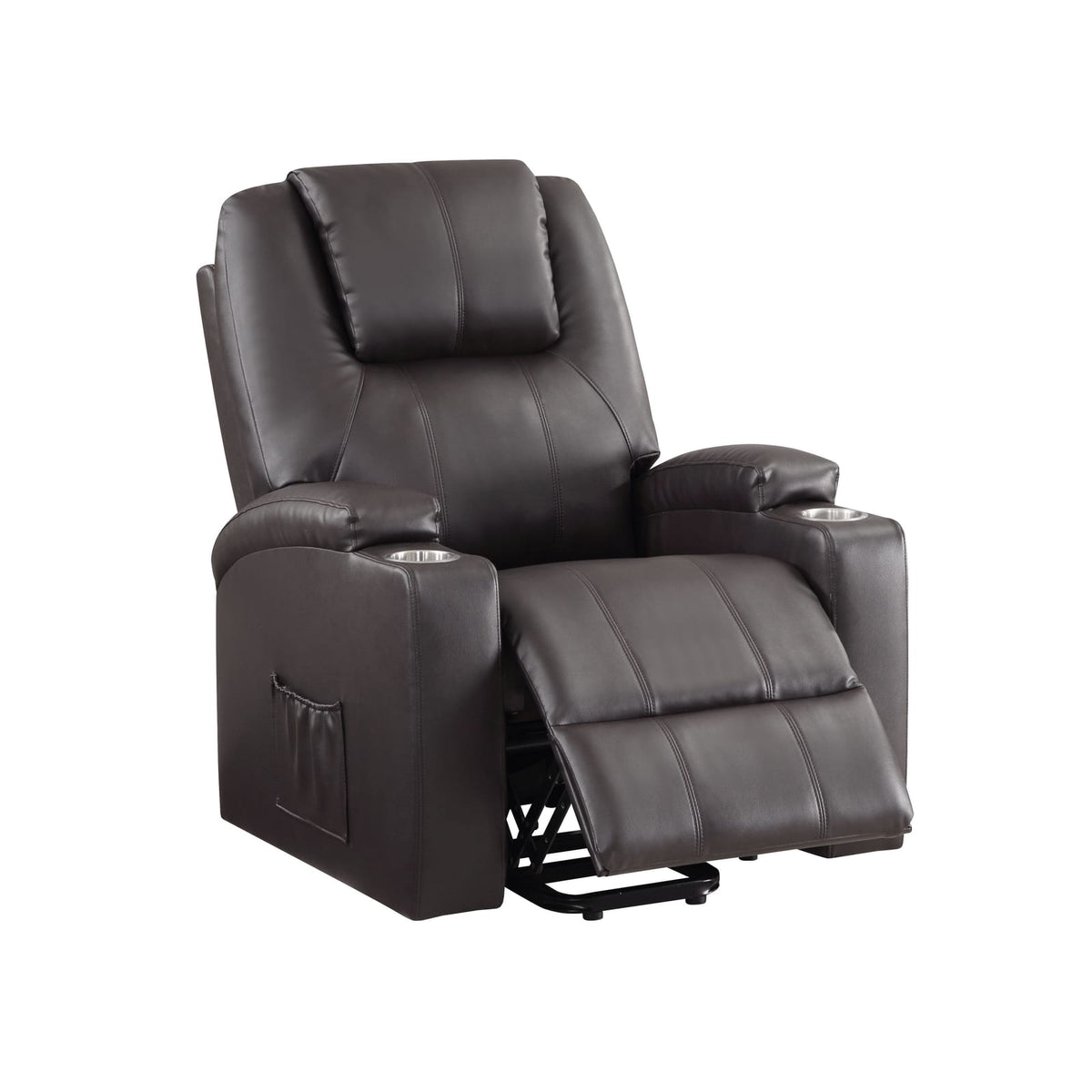 Brown Power Lift Recliner with Cup Holders for Living Room