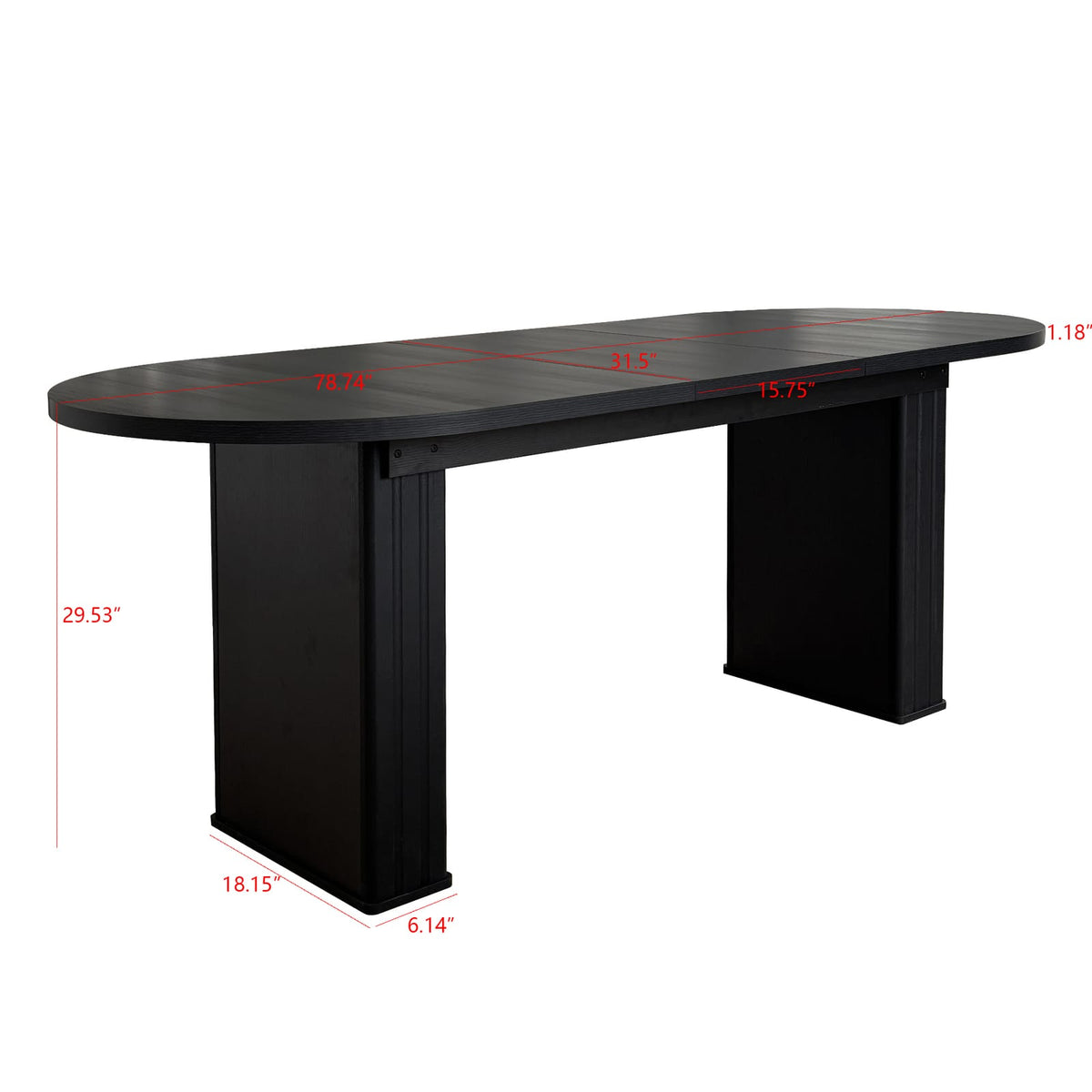 Extendable Black MDF Dining Table for Kitchen or Dining Room
