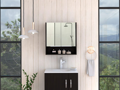 Wenge Bathroom Storage Cabinet with Mirror