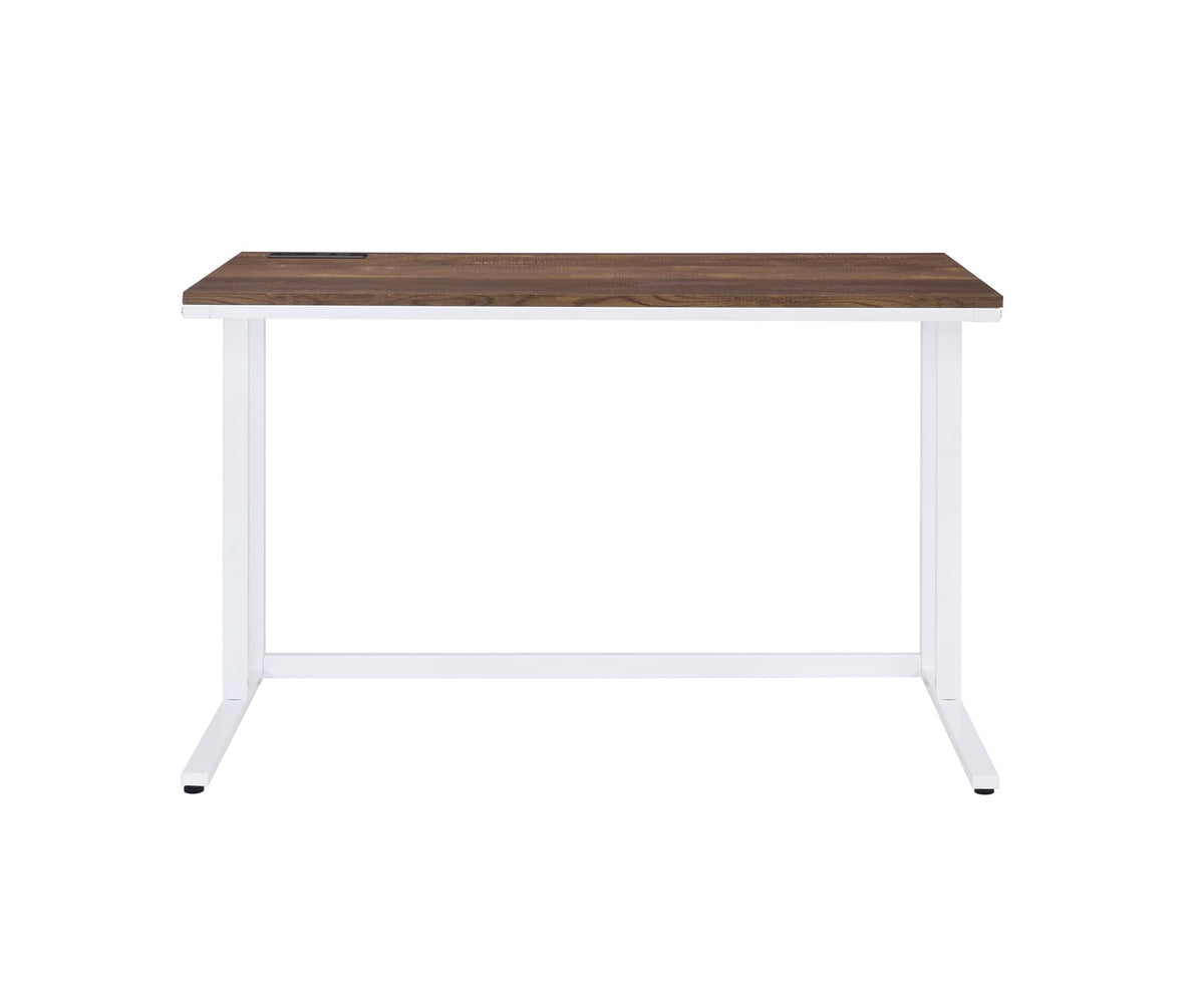 Tyrese Walnut & White Writing Desk - Work From Home Office