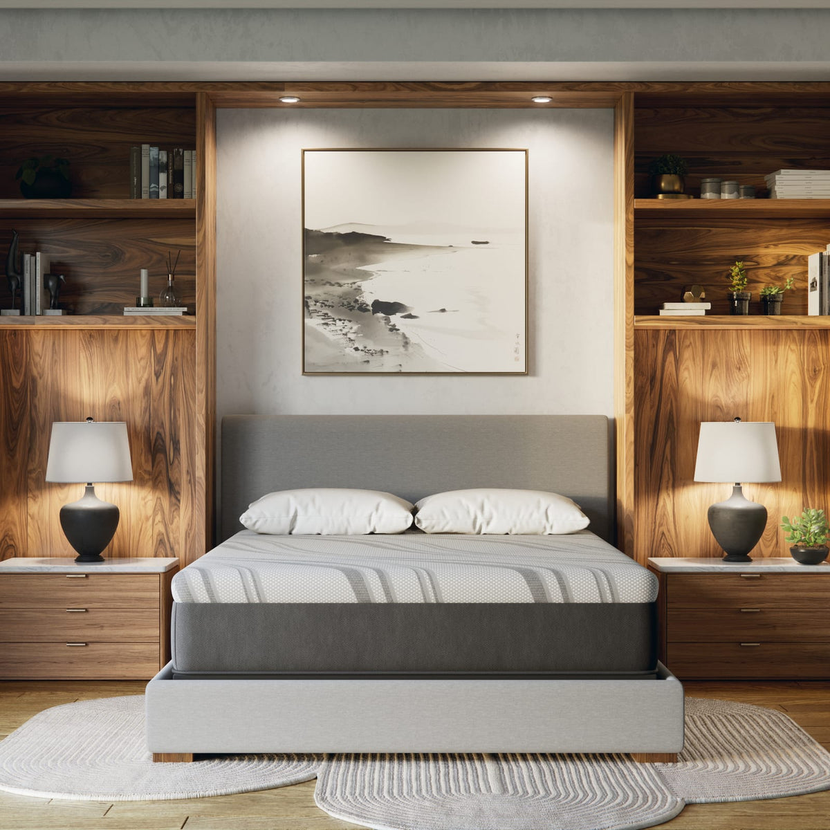 King Memory Foam Mattress in Gray with Cooling Gel Layers for Bedroom