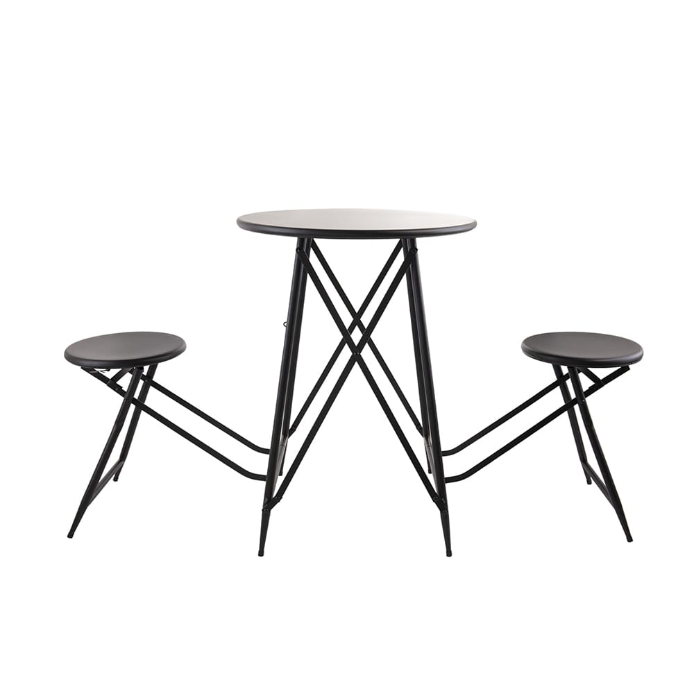 Industrial Black Iron Side Table and Seating Set for Dining Room