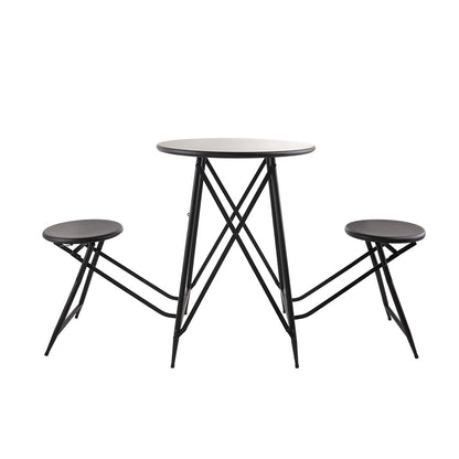 Industrial Black Iron Side Table and Seating Set for Dining Room