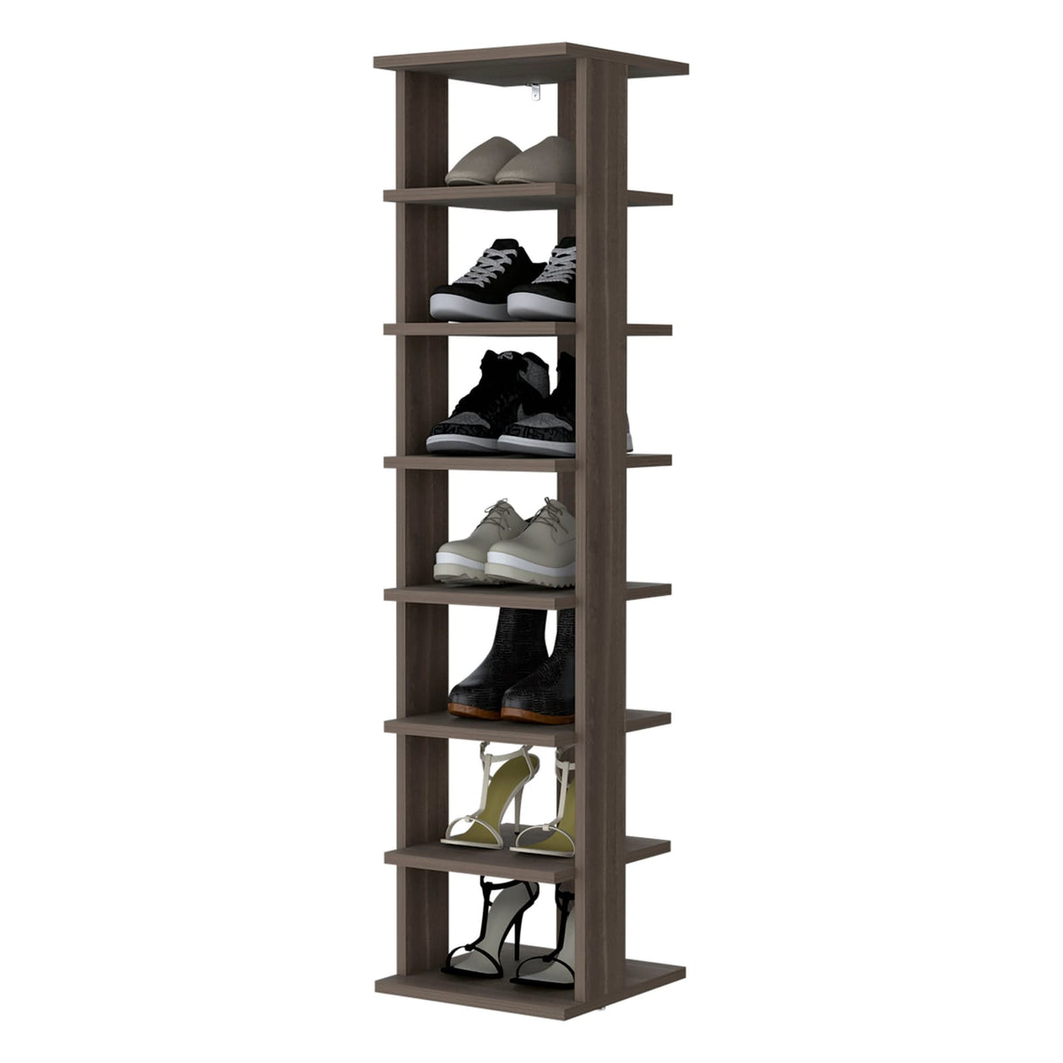 7-Tier Walnut Tall Shoe Rack - Primary Living Space