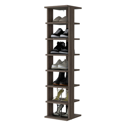 7-Tier Walnut Tall Shoe Rack - Primary Living Space