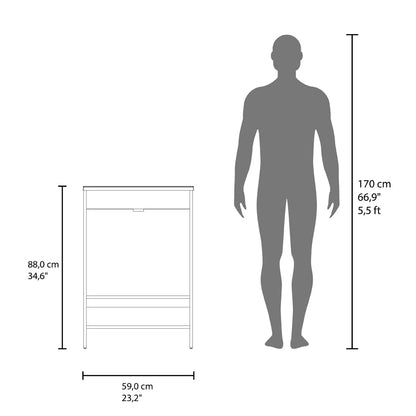 White Bathroom Vanity with Storage Shelves