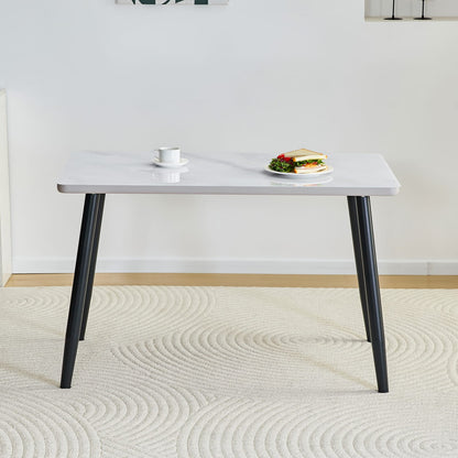 White Black Dining Table 4-6 People Round Tempered Glass Top
