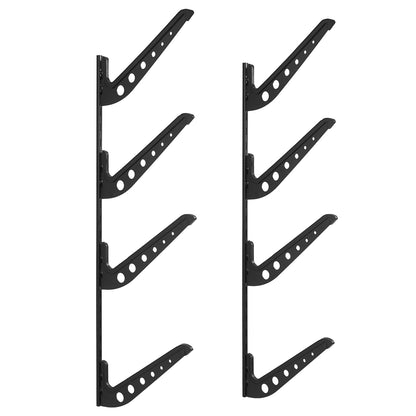 Surfboard Wall Mount Rack - 4 Tier Black Display Storage for Living Room