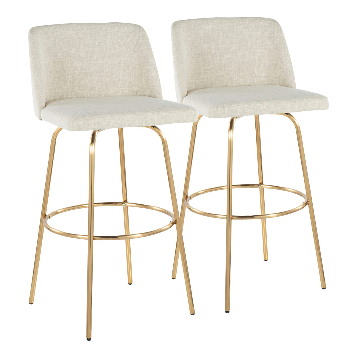 Cream Fabric Barstool Set of 2 for Dining Room Kitchen Seating