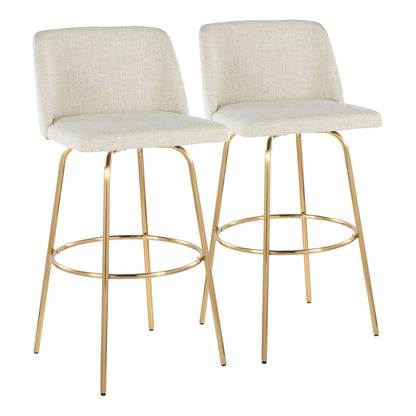 Cream Fabric Barstool Set of 2 for Dining Room Kitchen Seating