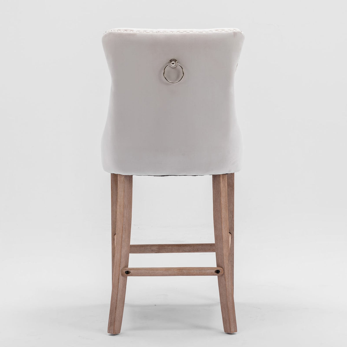 Beige Velvet Barstools Set of 2 - Modern Dining Chairs