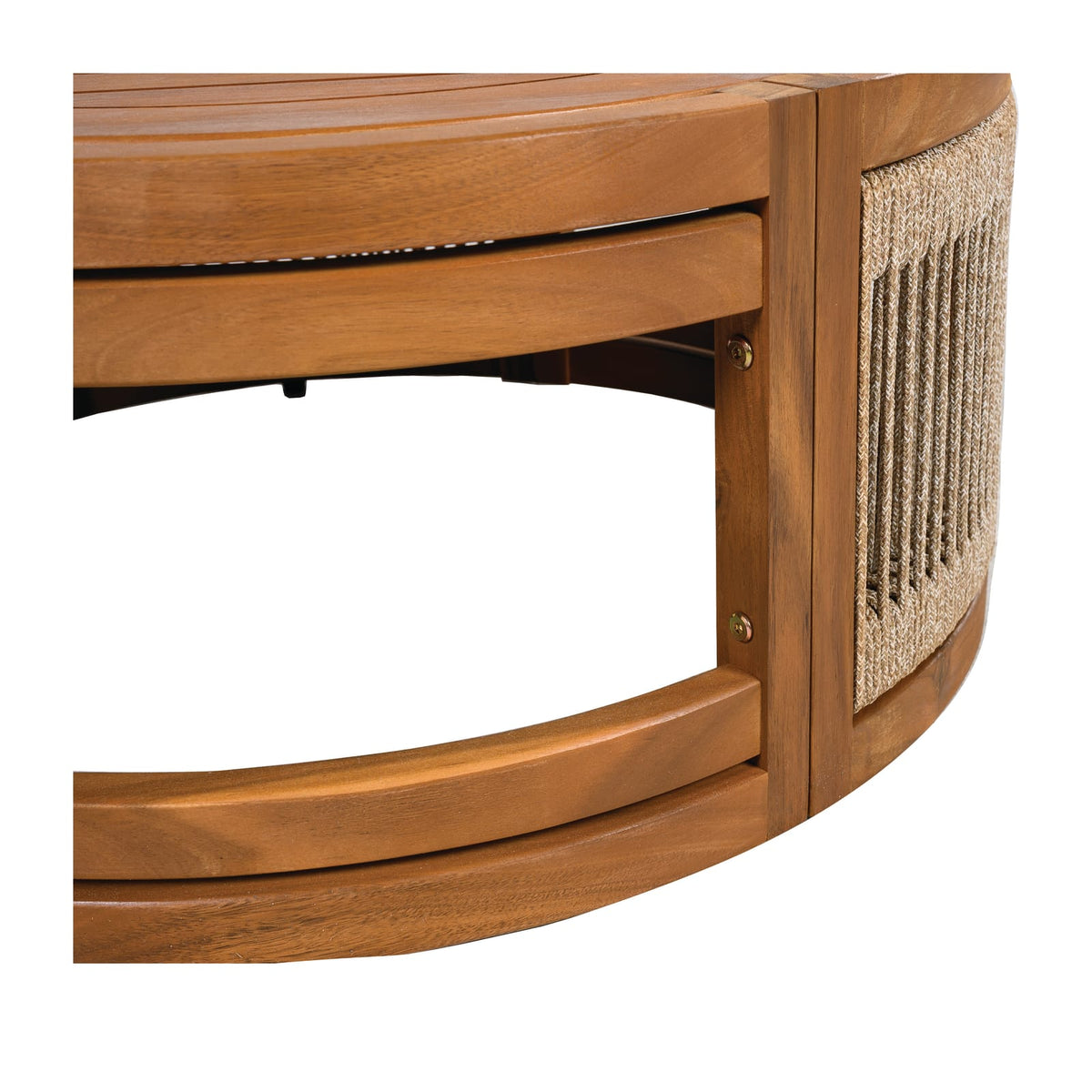 27.95" Acacia Wood Outdoor Coffee Table - Handwoven Rope Accent Boho Patio Table