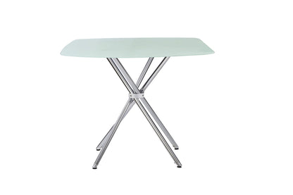 Chrome Square Glass Dining Table for Modern Kitchen and Dining Rooms