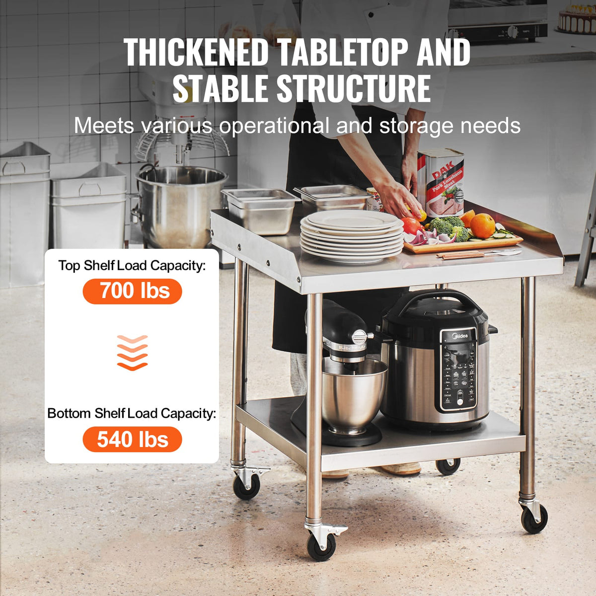 24 x 28 Inch Stainless Steel Work Table - Silver