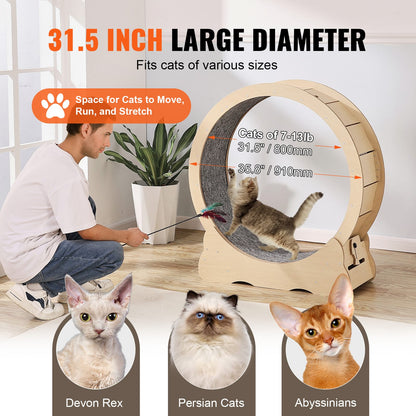 Large Cat Exercise Wheel 35.8 Inch Wood Treadmill
