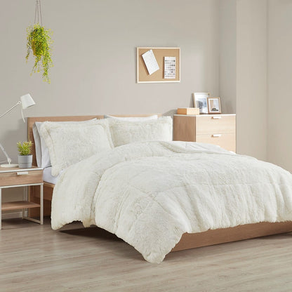 Twin/Twin XL Shaggy Ivory Comforter Set - Cozy Comfort