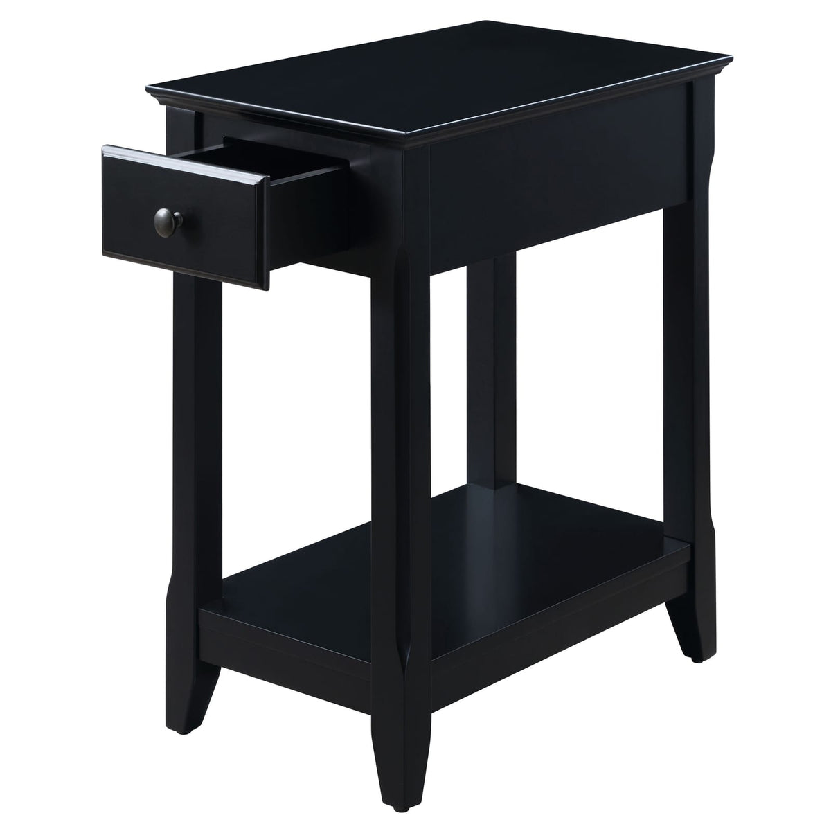 Black Rectangular Accent Table with Storage for Living Room
