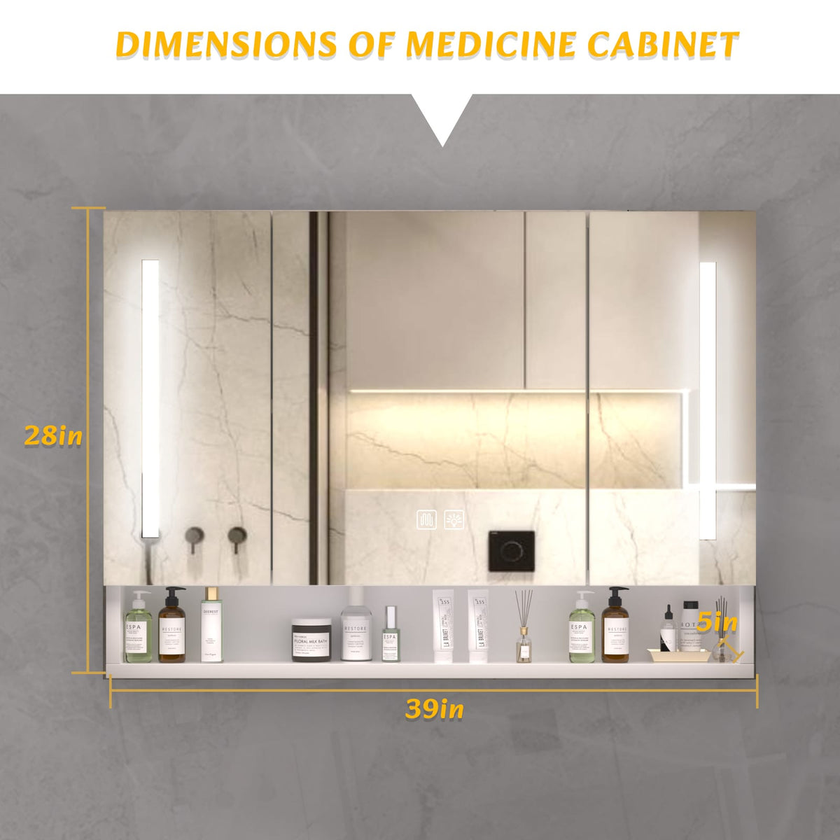 3 Door White Bathroom Cabinet Wall Mounted Storage