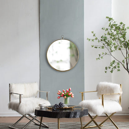 Gold Round Mirror - 24x28 Inch Vanity Mirror with Iron Frame