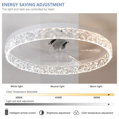 Acrylic Bedroom Ceiling Fan Light - White