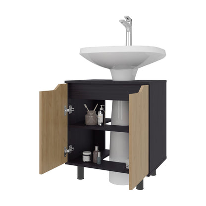 Natural Black Bathroom Vanity with Storage