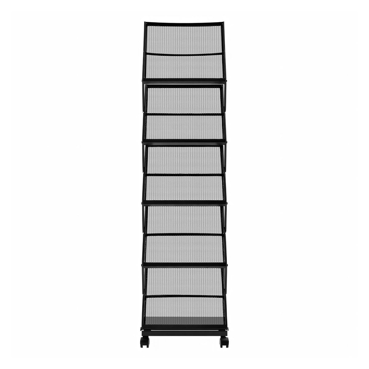 Foldable Metal Magazine Display Rack with Wheels for Office Storage for Living Room