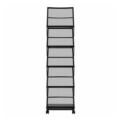 Foldable Metal Magazine Display Rack with Wheels for Office Storage for Living Room