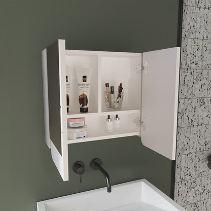 White Bathroom Medicine Cabinet with Mirror - Storage Solutions