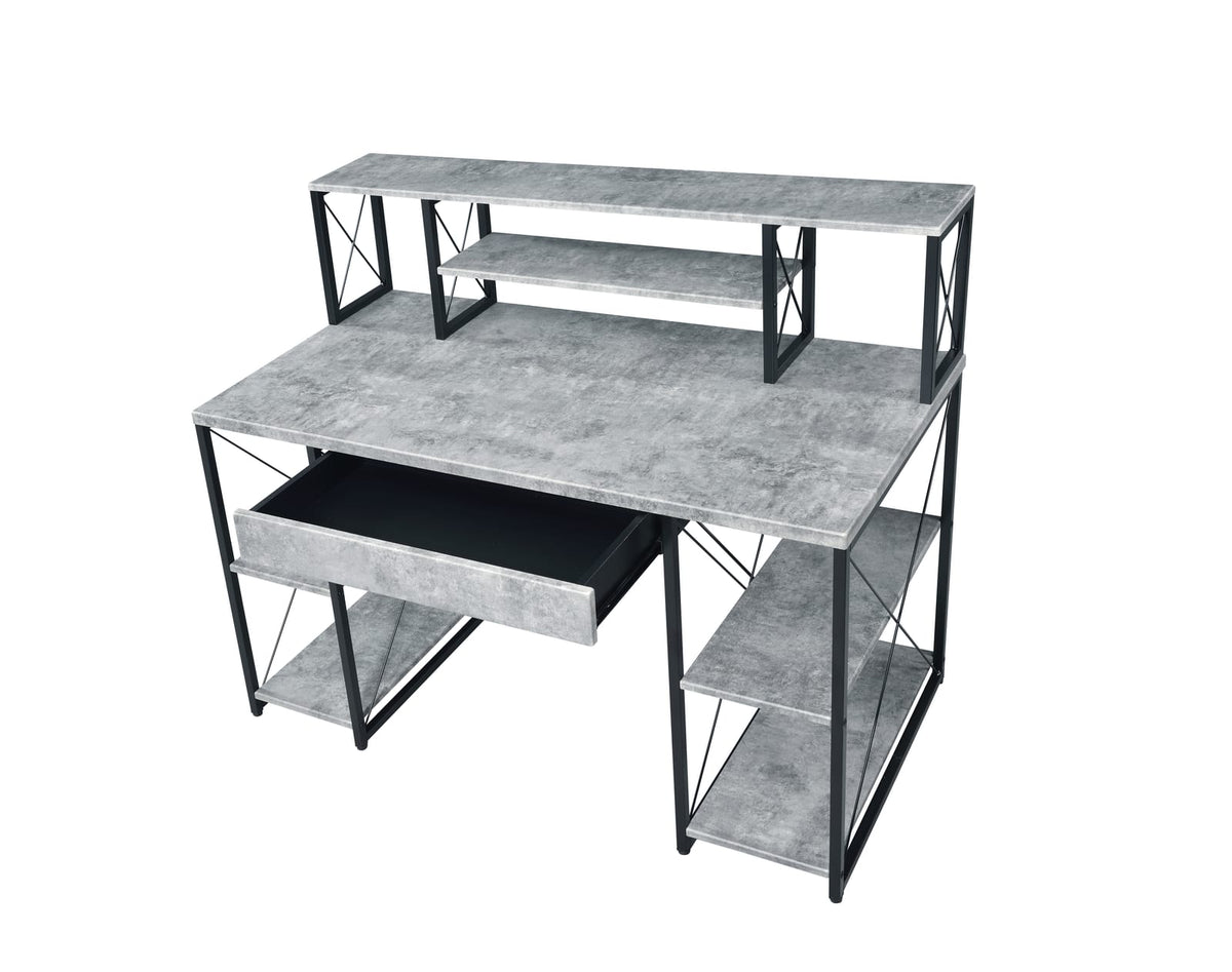 Amiel Gray Writing Desk - Storage Workstation