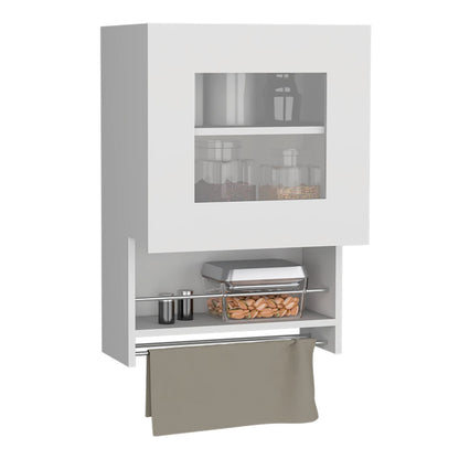 Kitchen Wall Cabinet 29" H - White with Towel Rack & Spice Shelf