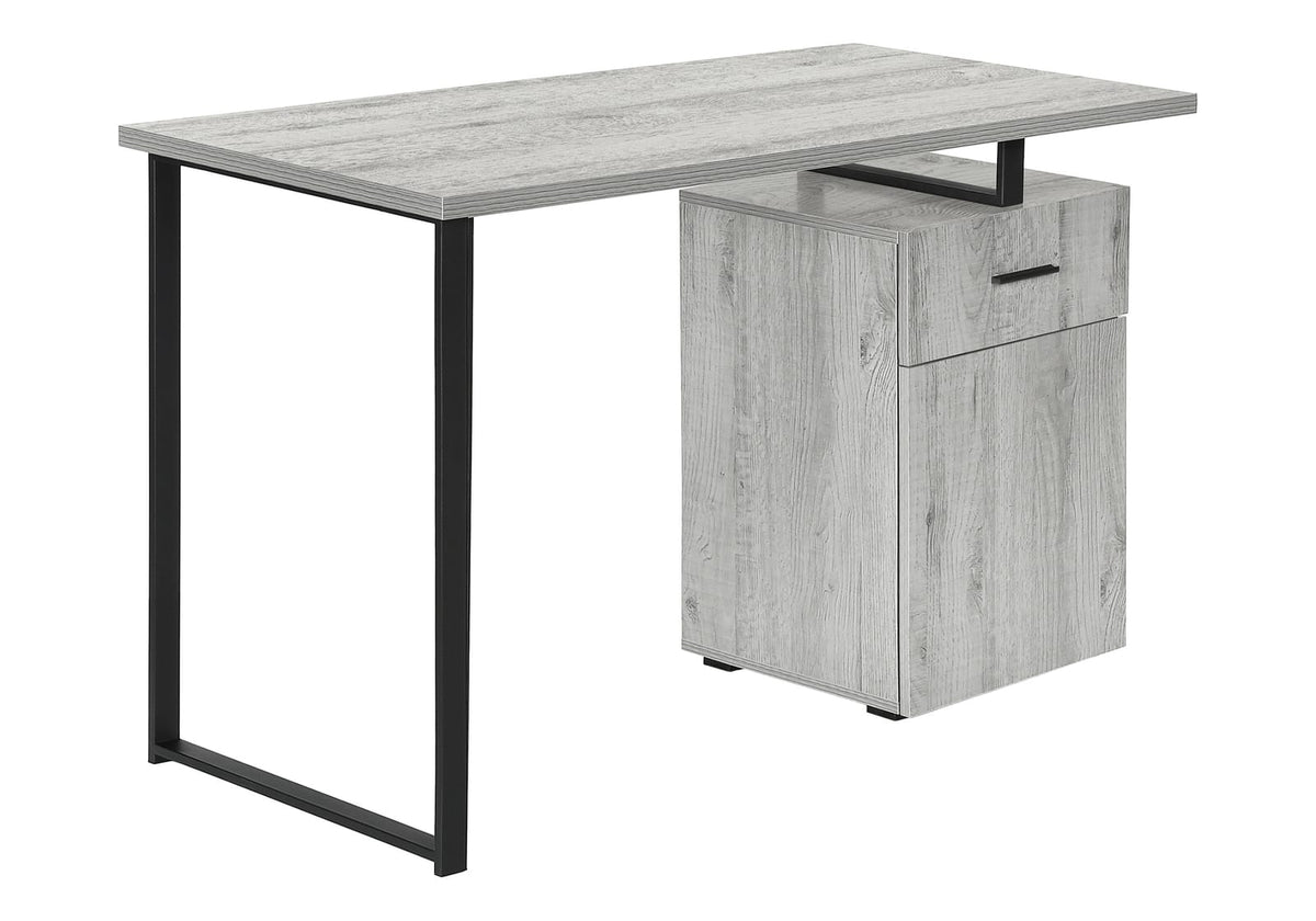 Modern Grey Particle Board Computer Desk with Storage Drawers for Home Office