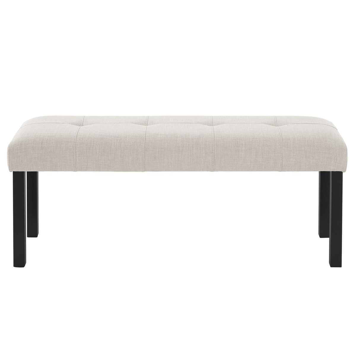 Modern Beige Linen Dining Bench - Farmhouse Entryway Seat