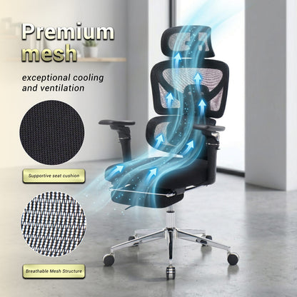 Black Mesh Ergonomic Office Chair - 6D Armrests
