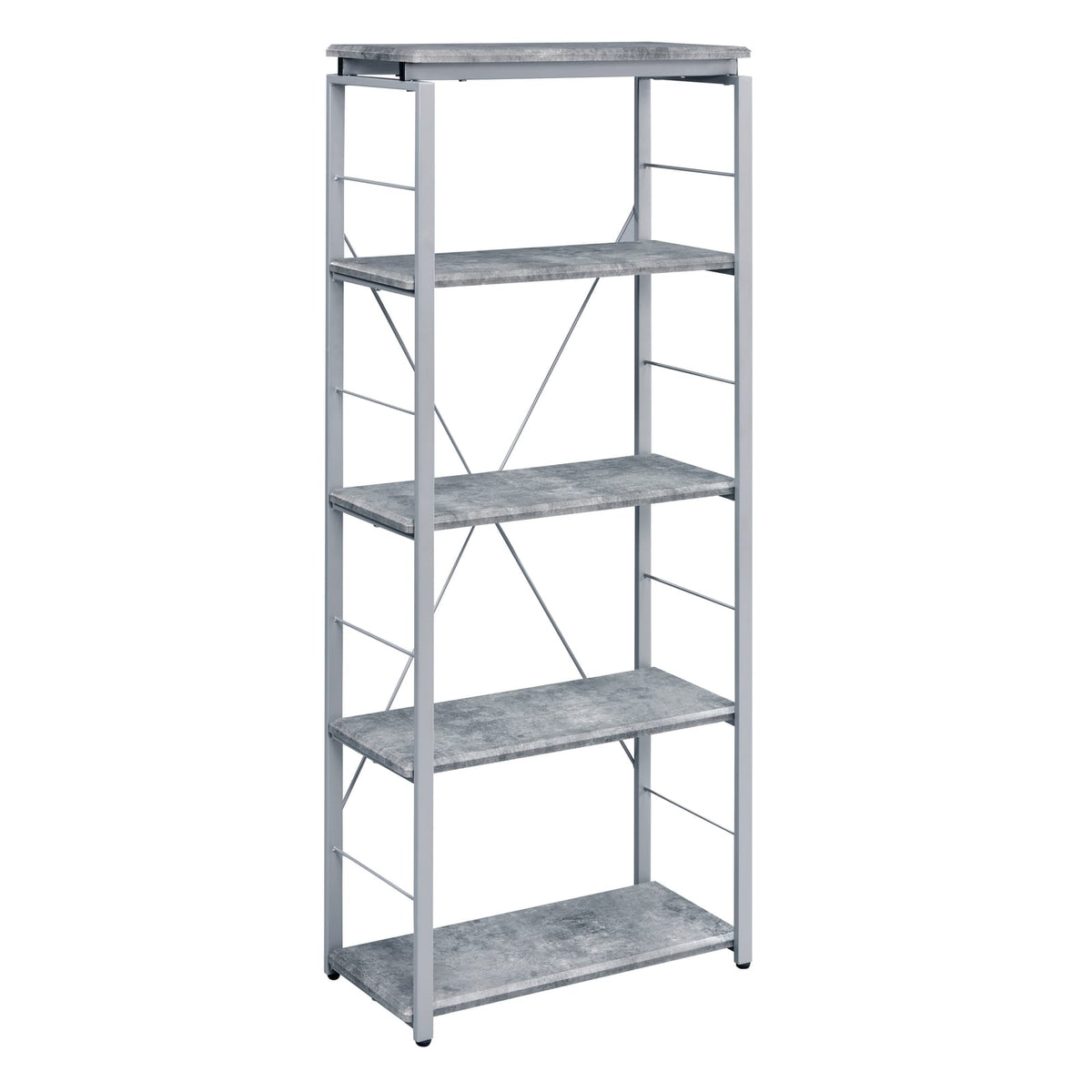 Contemporary Wood Metal 4 Shelf Display Bookshelf for Living Room