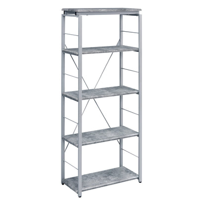 Contemporary Wood Metal 4 Shelf Display Bookshelf for Living Room