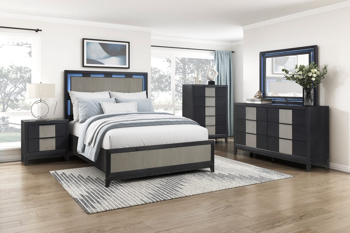 Contemporary 6-Drawer Dresser - Charcoal Gray Solid Wood