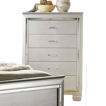 Silver Metal & Wood Chest Drawers - Bedroom Storage