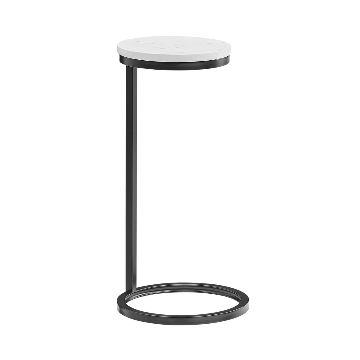 Antique Bronze Marble Accent Table with Metal Base for Living Room