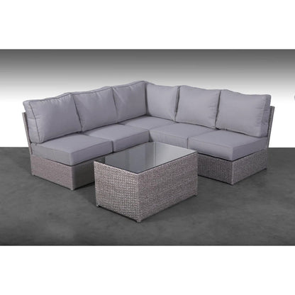 Grey Wicker Patio Sectional Sofa Set 6 Piece