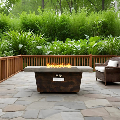 Cement Grey Steel Fire Pit Table - 42 Inch Outdoor Heating