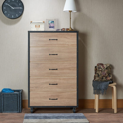 Light Oak 5-Drawer Chest - Bedroom Storage