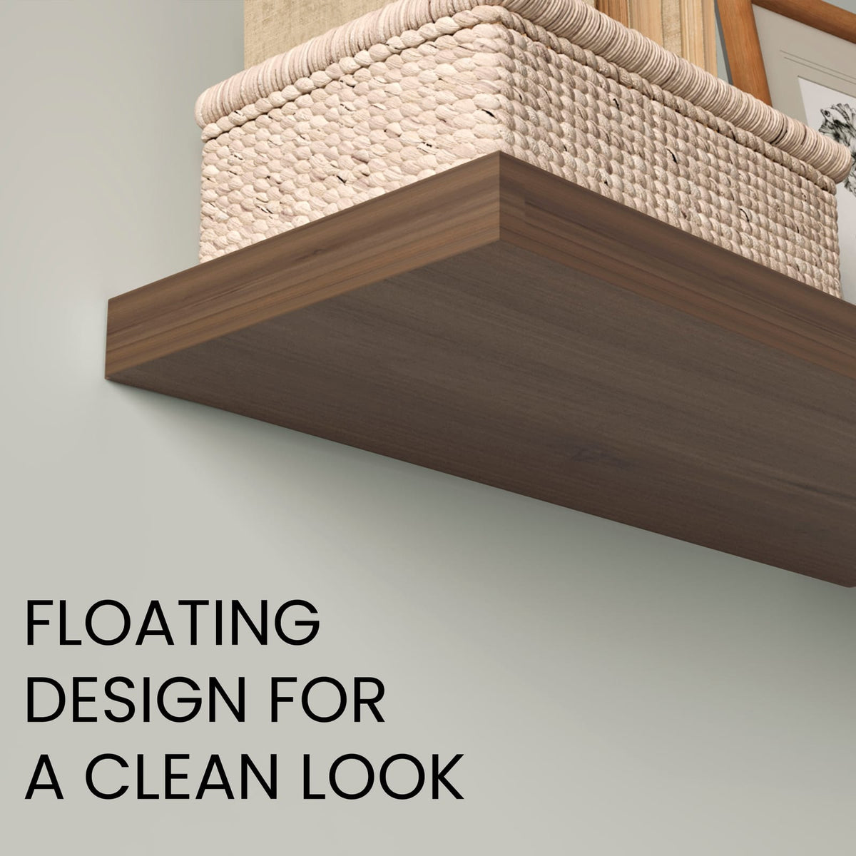 Floating Shelves, Light Brown, 2 Shelves, 1.50" H