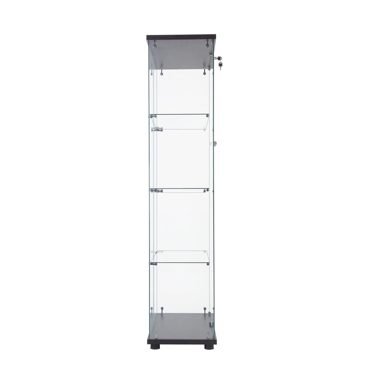 Tall 4-Shelf Glass Display Cabinet - Black for Living Room