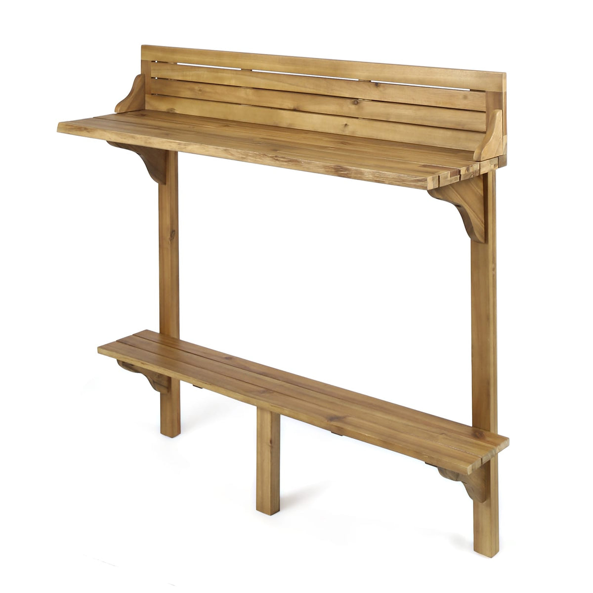 Natural Wood Acacia Balcony Bar Table for Kitchen and Dining Areas